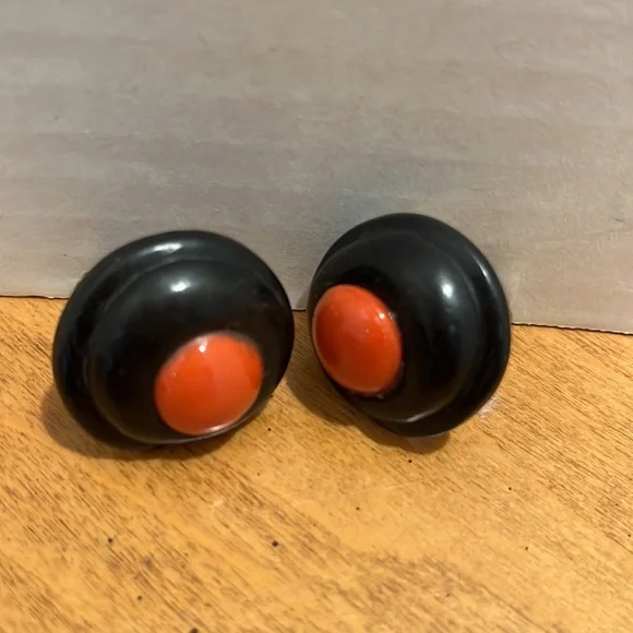 Patricia Von Musulinpre- loved vintage silver with ebony wood & coral earrings